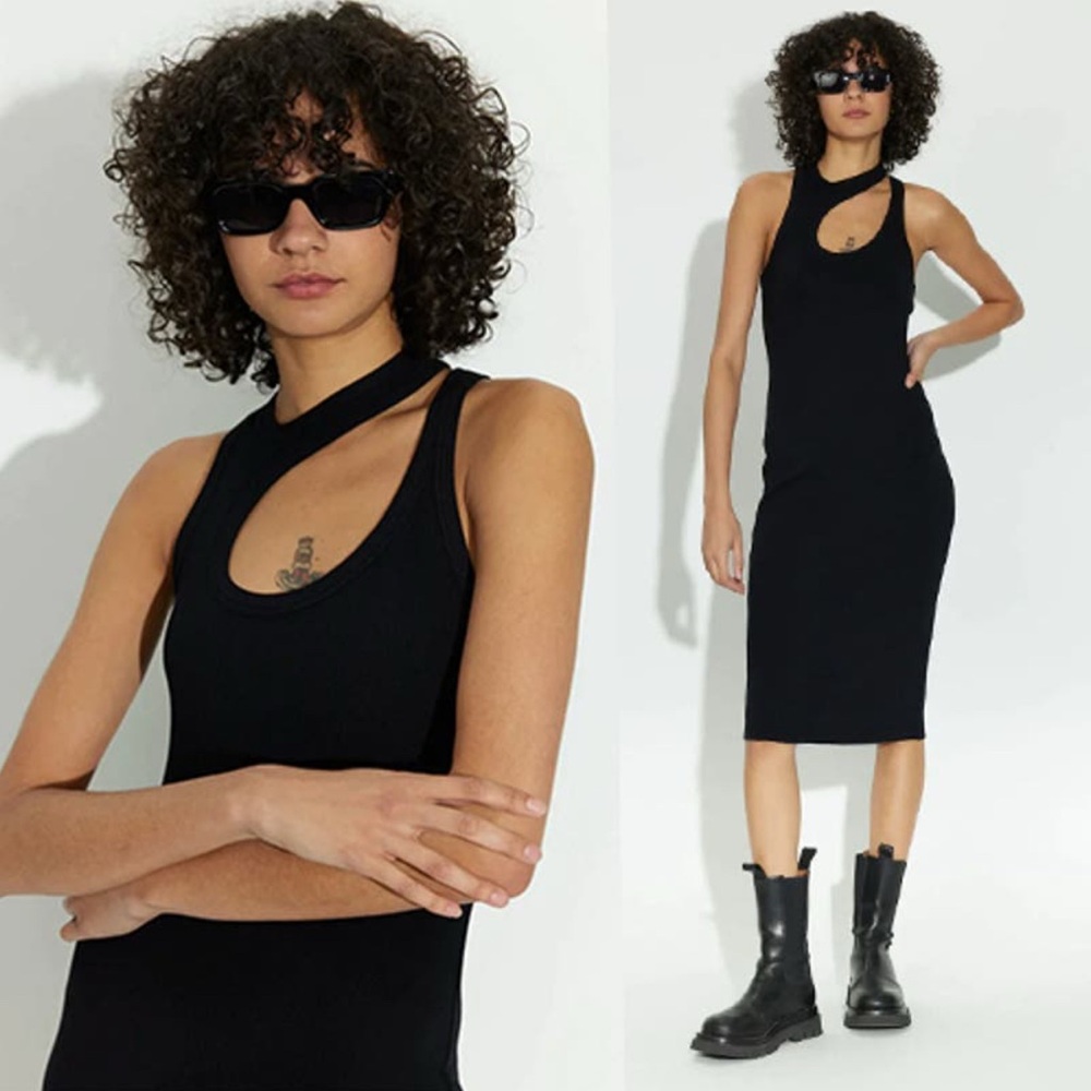 Cotton Citizen Verona Cut Out Ribbed Supima Cotton Midi Dress, NWT, M